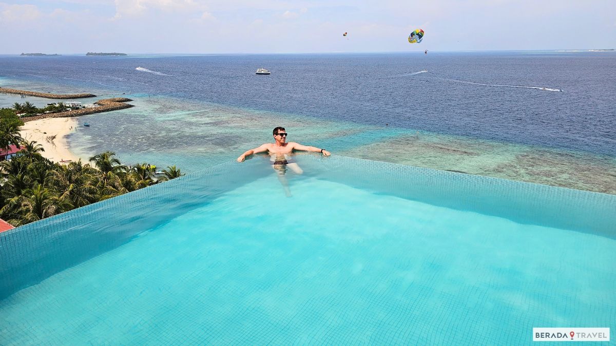 Infinity pool at Kaani Palm Beach Hotel in Maafushi