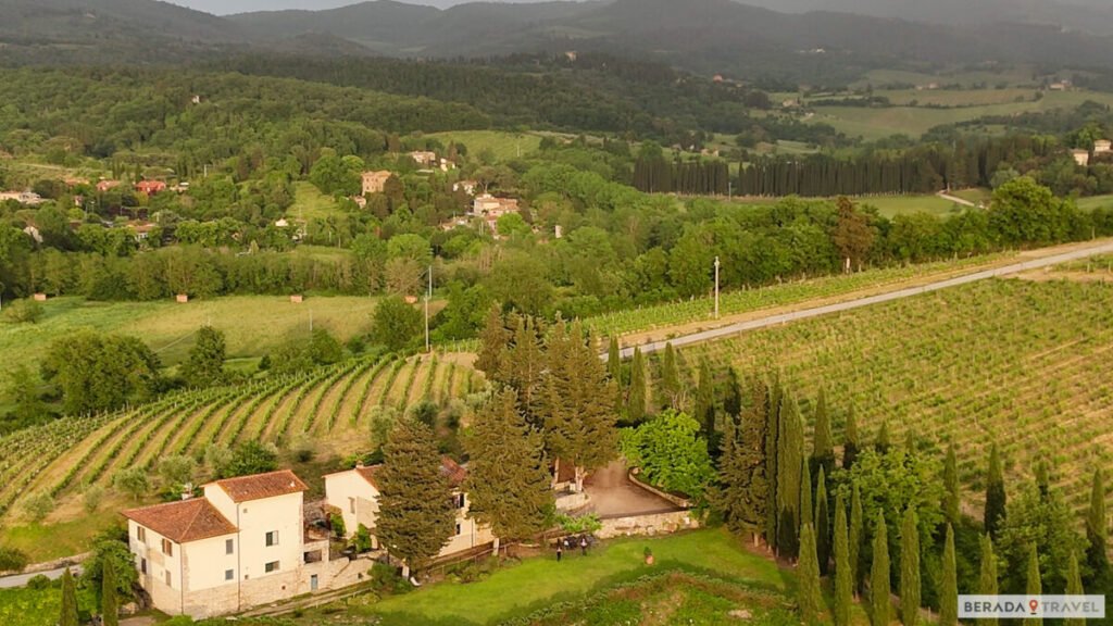 Vista de Drone Foresteria Castello di Verrazzano