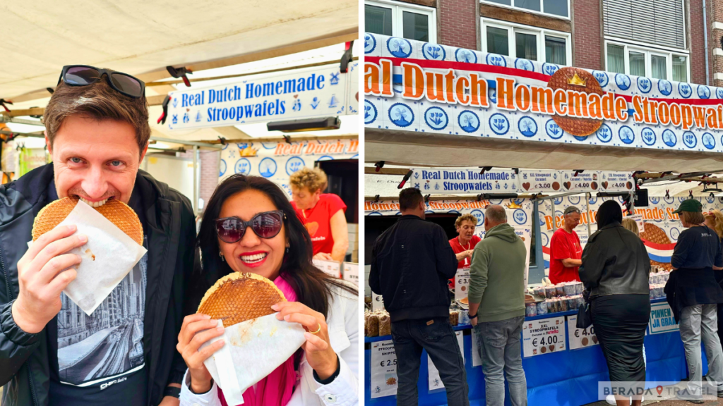 Provando Stroopwafel caseiro na Feira Local