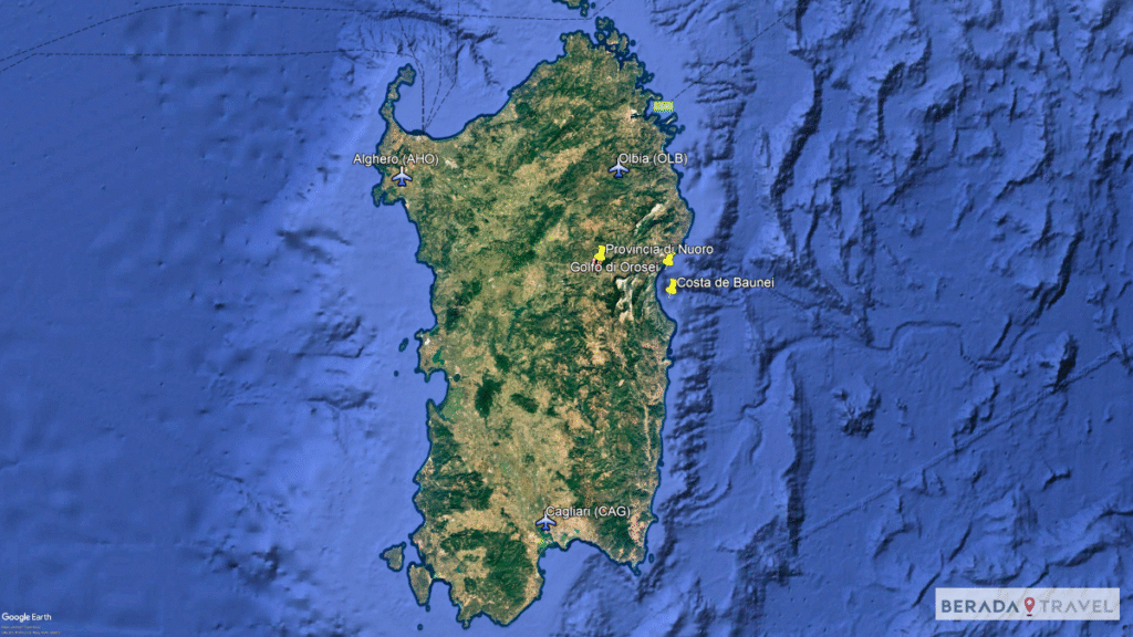 Mapa Costa de Baunei e Golfo di Orosei
