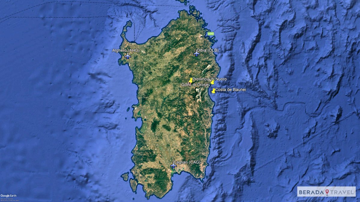 Mapa Costa de Baunei e Golfo di Orosei